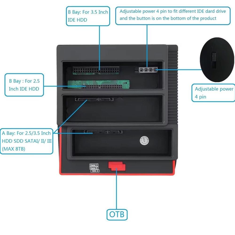 Estação De Ancoragem Usb 3.0 Sata/ide Hdd Com Três Compartimentos Leitor Offline Clone Estação De Ancoragem Usb 3.0 Sata/ide Hdd Com Três Compartimentos Leitor Offline Clone