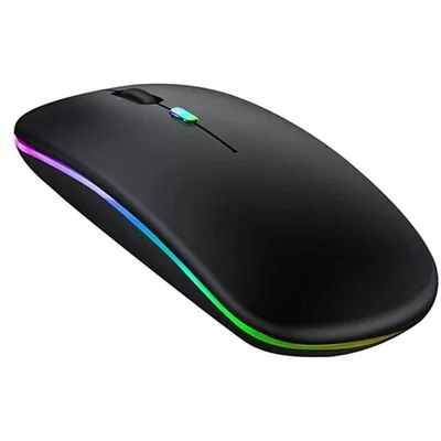 Mouse Bluetooth RGB Bateria Interna Recarregável Longa Duração Preto