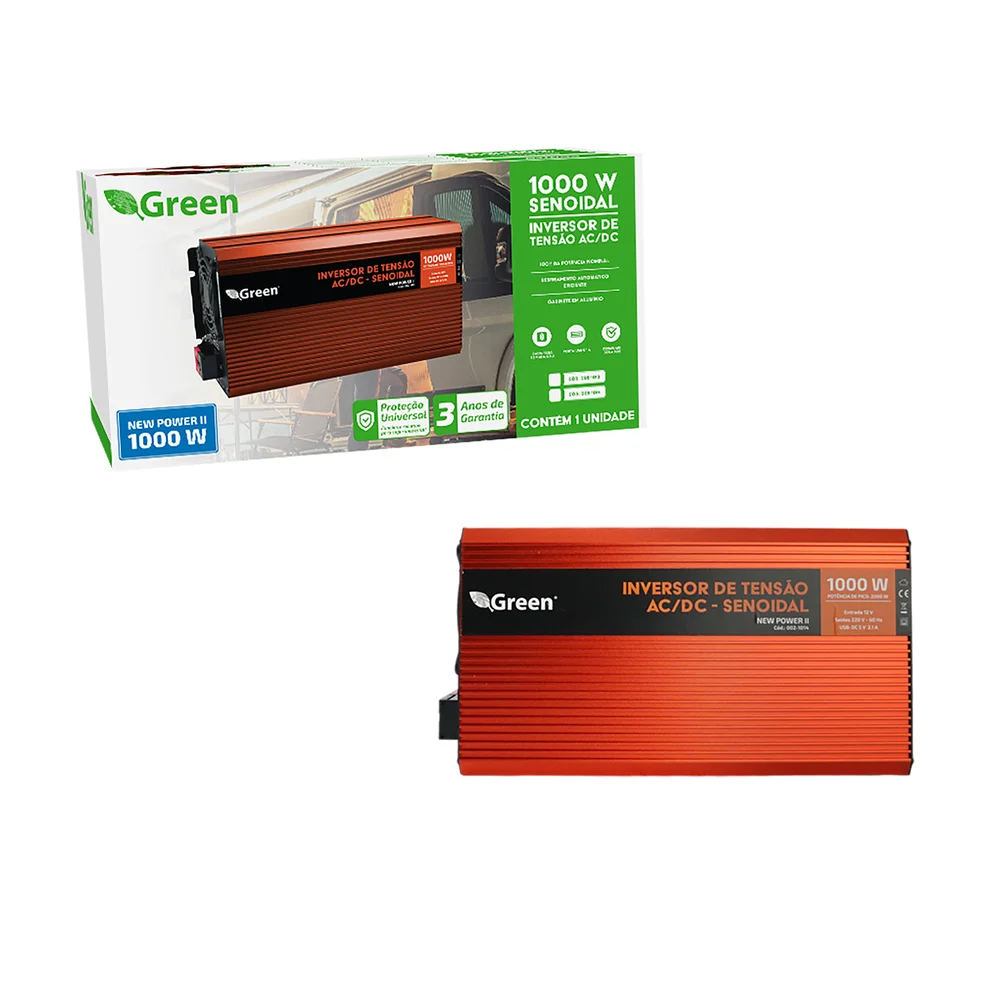 Inversor De Tensão Senoidal 1000w 12v P/ 220v Tomada C/ Usb