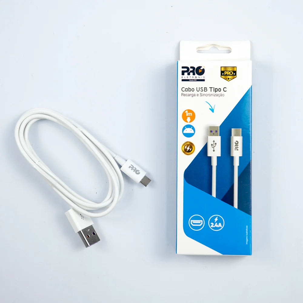 Imagem 2 de 3 do produto Cabo De Dados E Carregamento Usb C 3a 1 Metro Pro Eletronic Causb-100c
