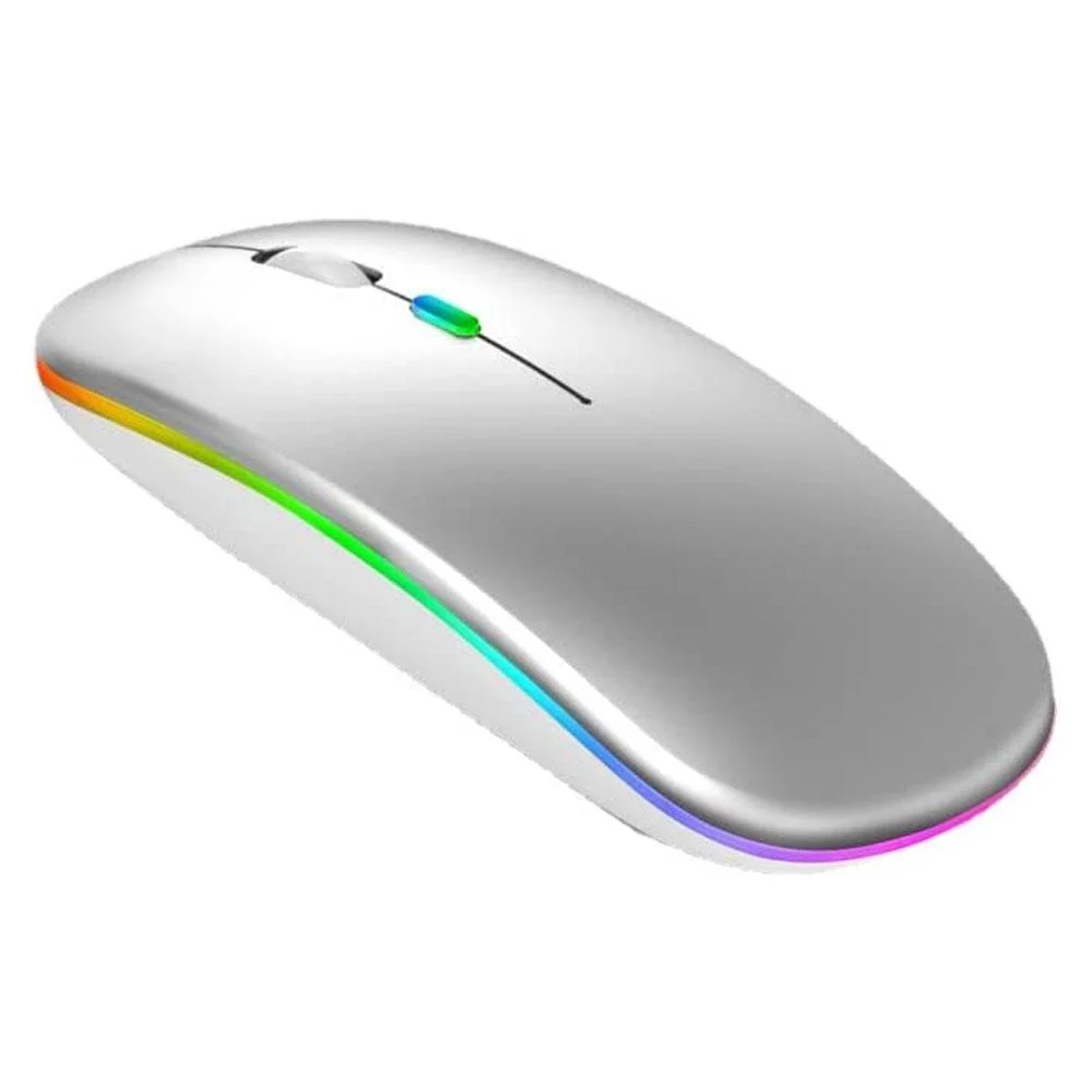 Imagem 2 de 2 do produto Mouse Bluetooth RGB Bateria Interna Recarregável Longa Duração Prata