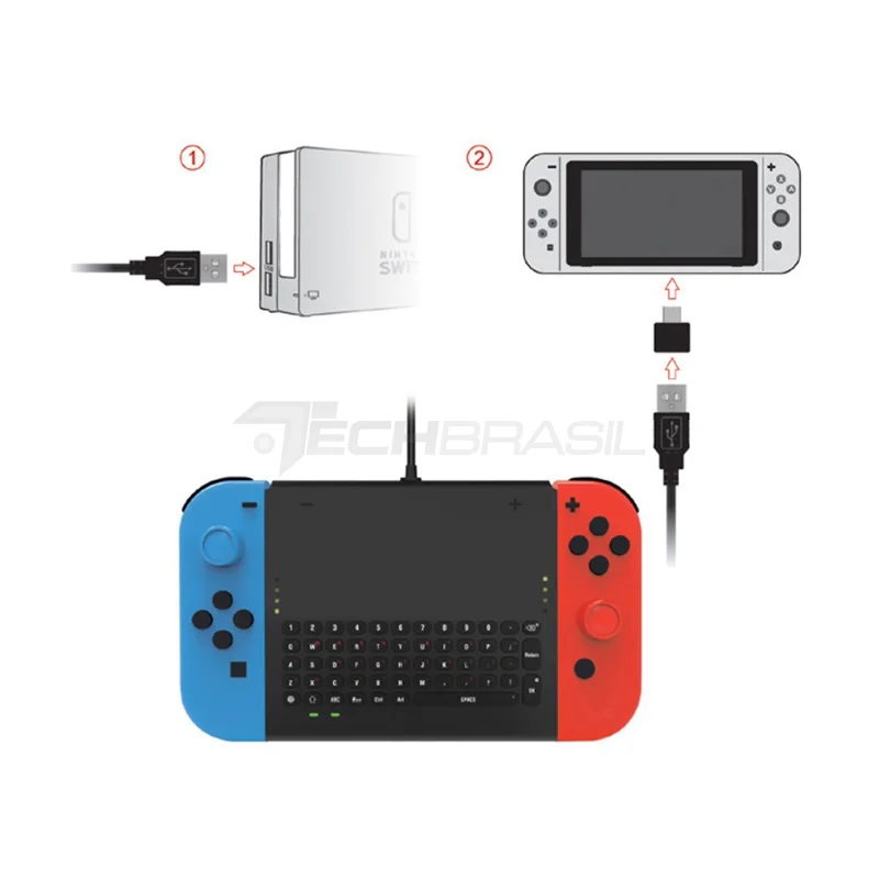 Imagem 3 de 5 do produto Teclado Chatpad Wireless Para Nintendo Switch Joy-con 54 Teclas Preto