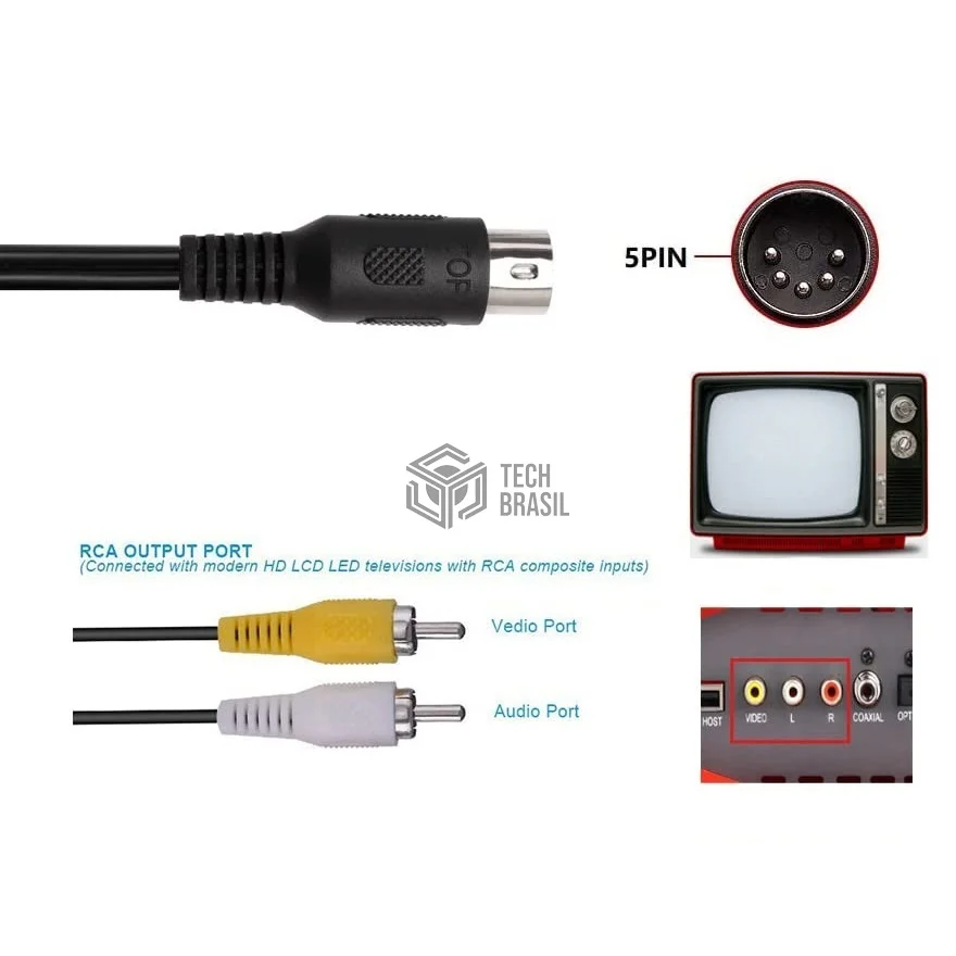 Imagem 2 de 5 do produto Cabo Áudio E Vídeo Av Sega Mega Drive 1 Genesis 1 Master System 1