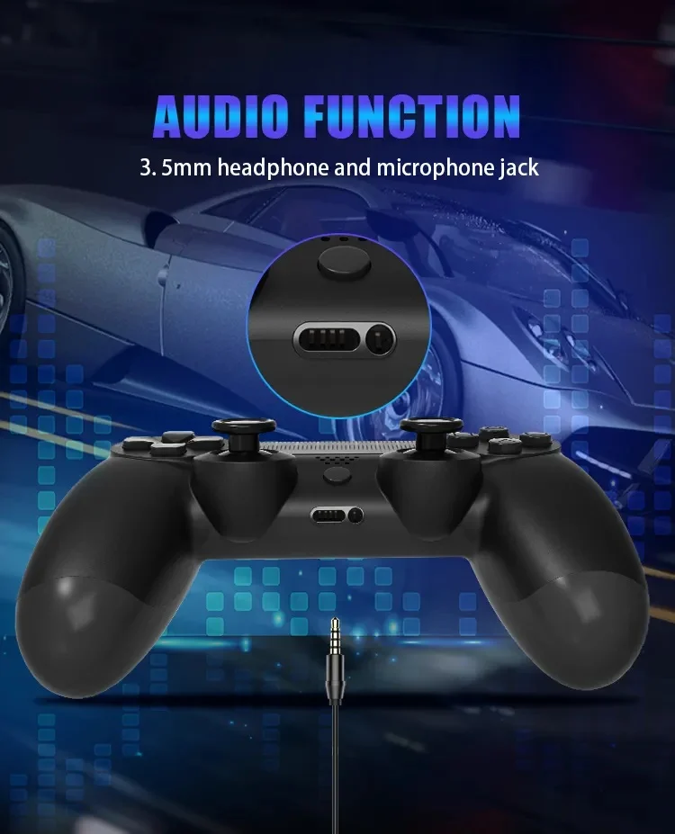 Imagem 2 de 5 do produto Controle Sem Fio Para Playstation 4 E Computador Bluetooth Wireless 2 Teclas Progamáveis Preto
