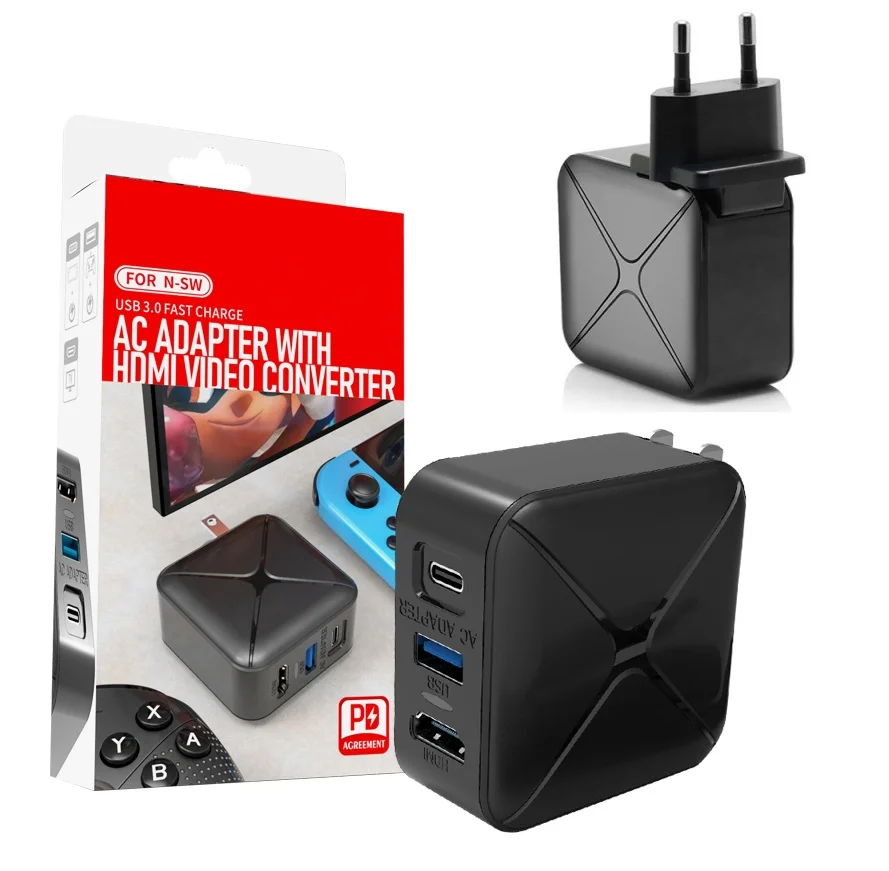 Imagem 2 de 5 do produto Carregador Rapido 15v Para Nintendo Switch Com HDMI Usb3.0 Usb Tipo C - Tomada Br