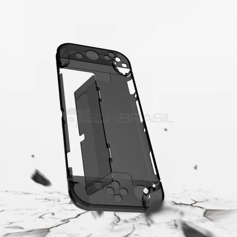 Capa Protetora Dock Flip Case Para Nintendo Switch OLED Crystal Preta Capa Protetora Dock Flip Case Para Nintendo Switch OLED Crystal Preta
