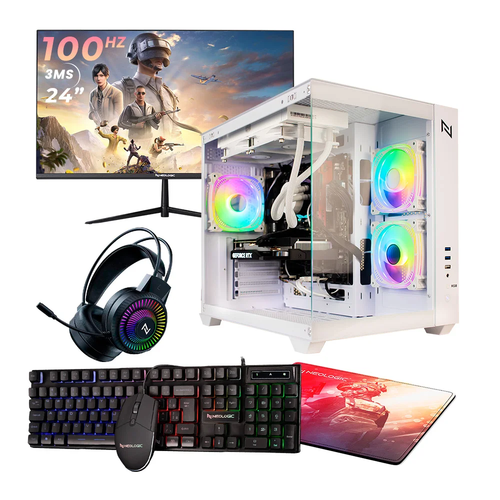 PC Gamer Balão.info Ryzen 5 5600GT, 16GB RAM 3200MHz, Placa Radeon Vega 7, SSD 480GB, Windows 11 + Monitor 24" 100Hz + Kit Gamer