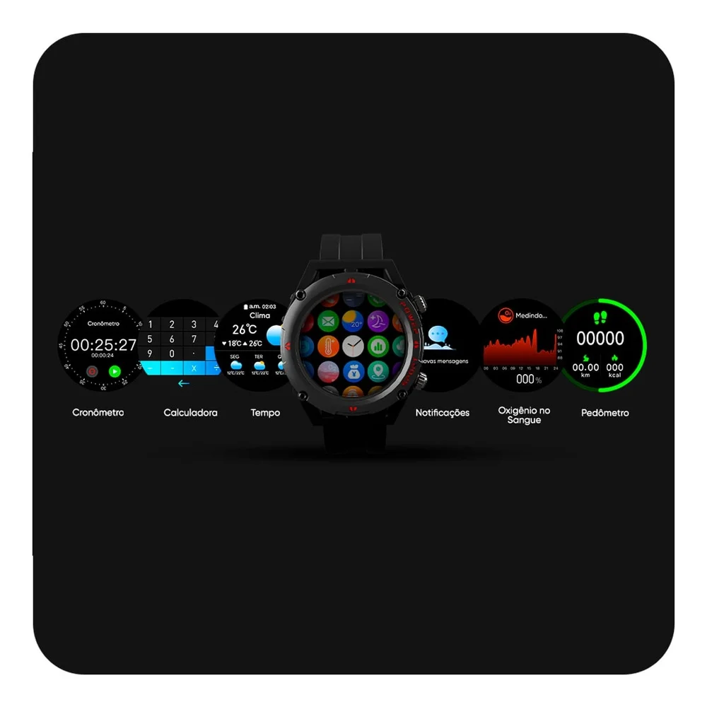 Imagem 3 de 5 do produto Smartwatch Goldentec Gt Track, Tela Full Touch 1,32" Ip67, Bluetooth, Preto