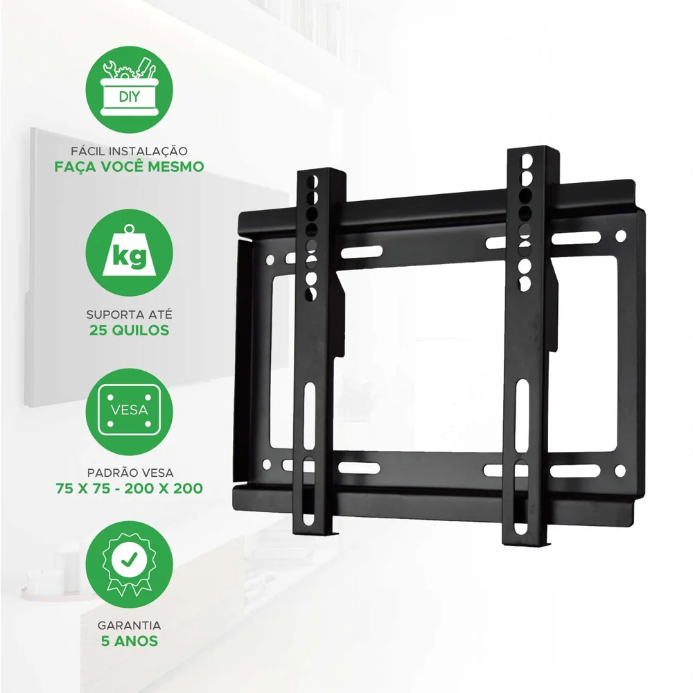 Imagem 2 de 5 do produto Suporte Para Tv / Monitor Fixo Trilho De 12 Até 43 - Pix