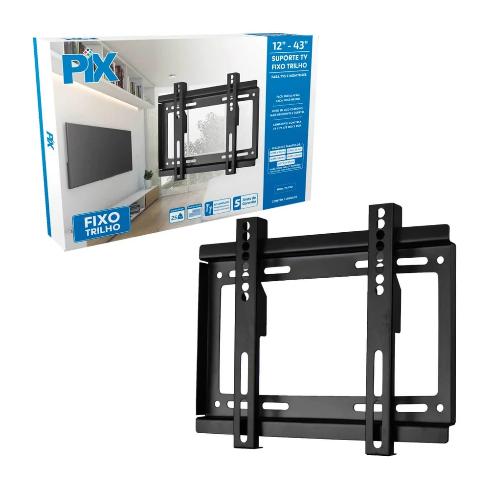 Imagem 3 de 5 do produto Suporte Para Tv / Monitor Fixo Trilho De 12 Até 43 - Pix