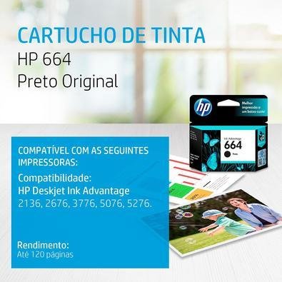 Kit Com 2 Cartuchos Hp 664 Preto - F6v29ab -