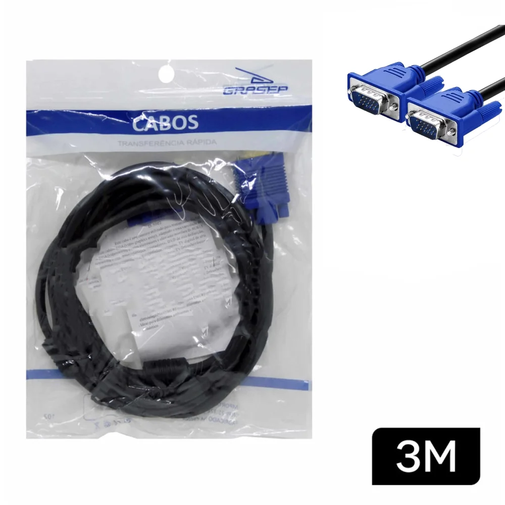 Imagem 2 de 5 do produto Cabo De Vídeo Vga x Vga  3M D -5002