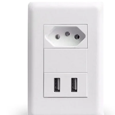 Tomada De Parede Com 2 Portas Carregador Usb