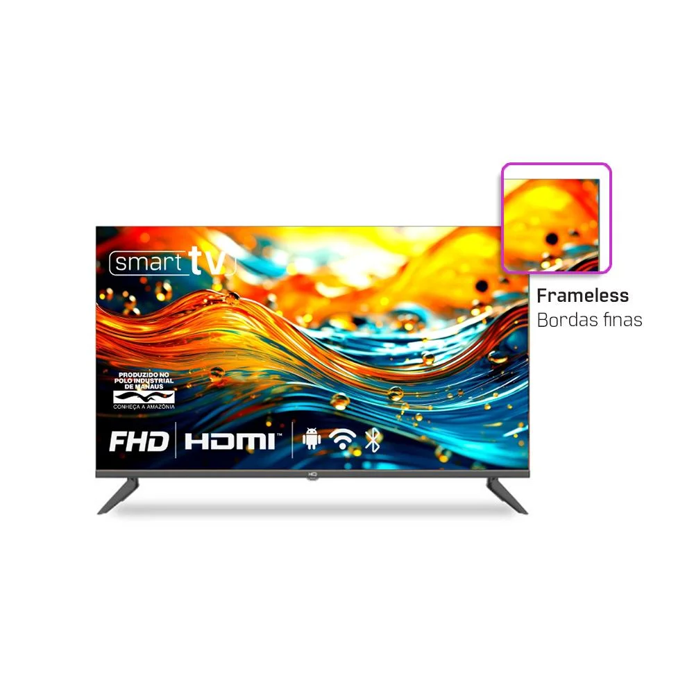 Smart Tv 43 Polegadas Hq Full HD, 3 HDMI, 2 USB, Bluetooth, Wifi, Tela Sem Bordas, Android 12, Design Slim - Hqs43nkhm - view 10