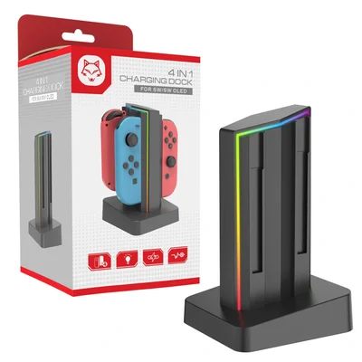 Carregador LED Para Nintendo Switch Joy-con 4 Controles Estação Base