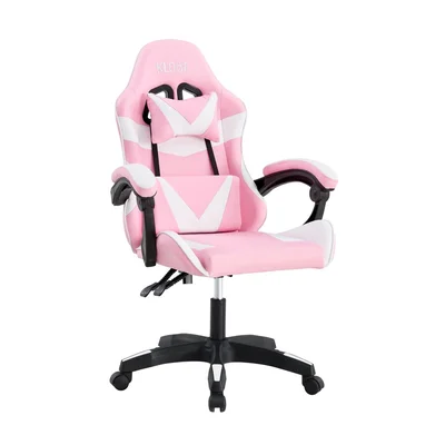 Cadeira Giratória Gamer Kl1 Branco E Rosa