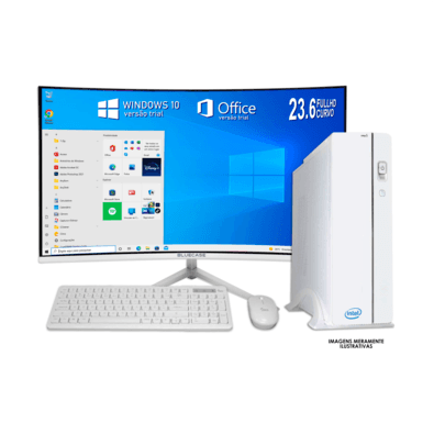 Computador PC Slim I5 7ª 8GB Ram Ddr 4 SSD 480GB Monitor 23 Curvo - Branco