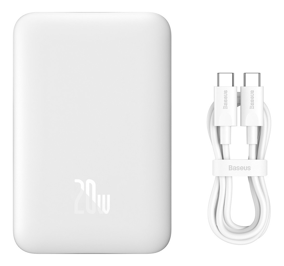 Carregador Portátil Powerbank Magsafe Baseus Iphone 10000mah 20w Turbo Branco