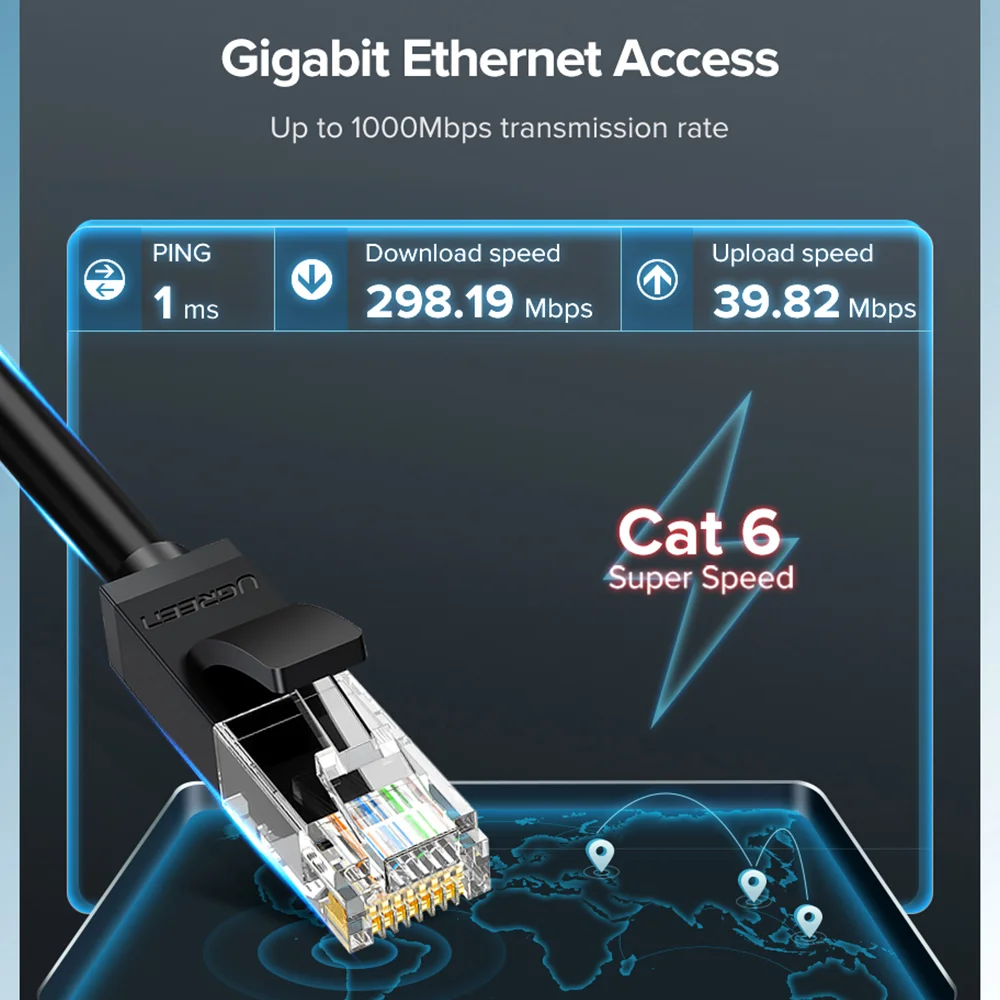 Imagem 3 de 4 do produto Cabo Utp Patch Cord Cat6 Ugreen Nw102, 2m, Preto