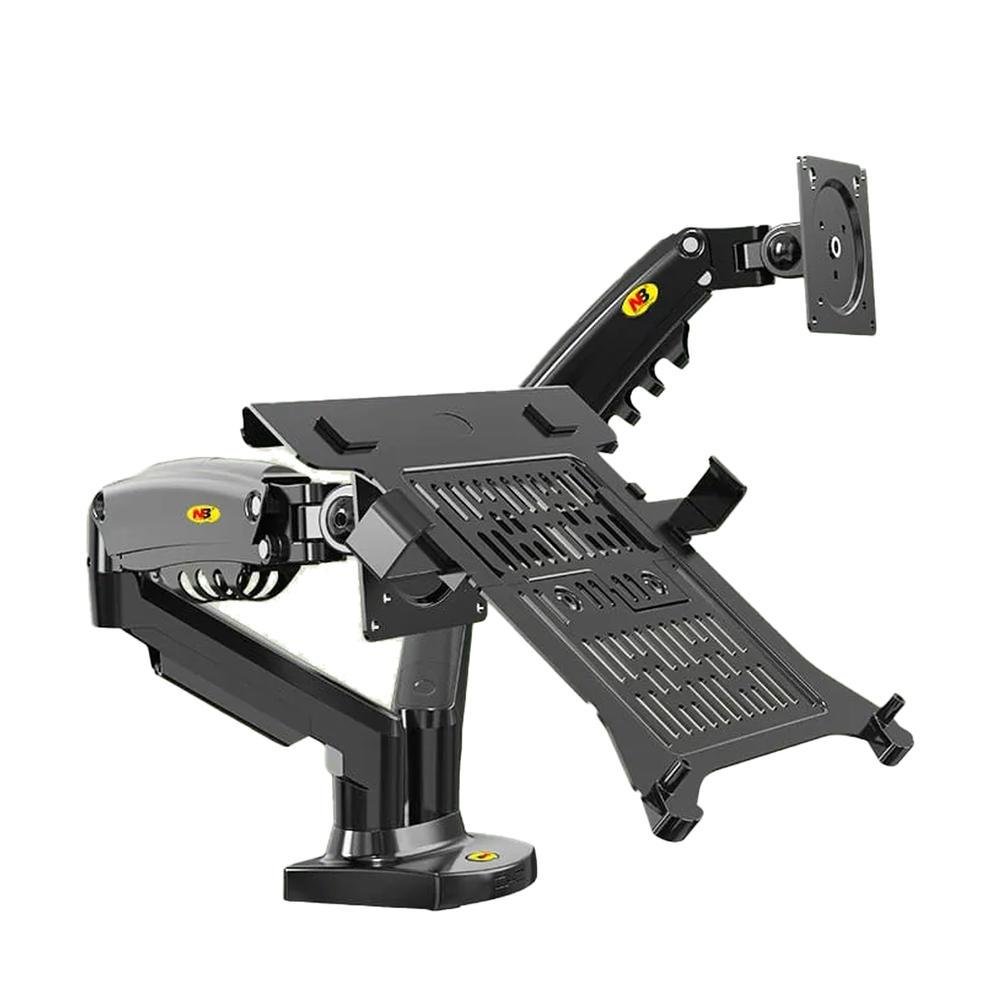 Imagem 3 de 5 do produto Suporte Duplo Notebook E Monitor Articulado Com Bandeja E Pistão A Gás Para Mesa - North Bayou F160 Fp-2 Nb