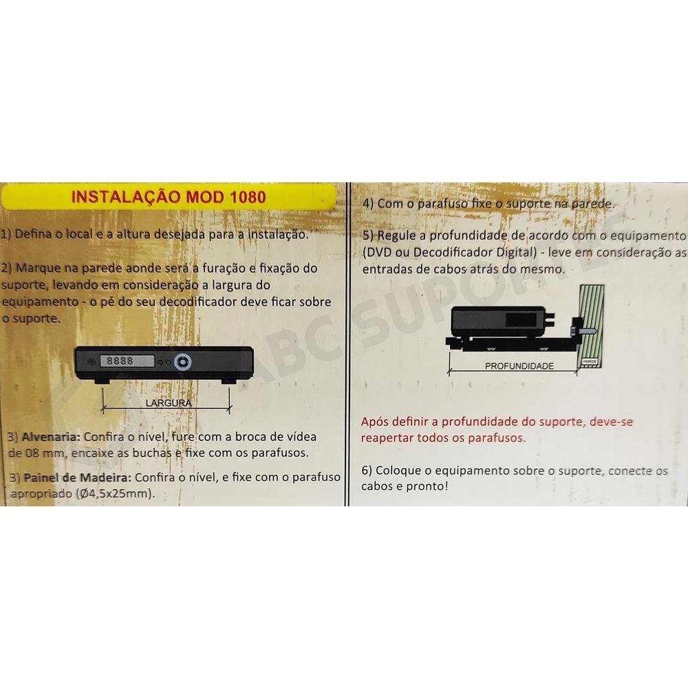 Imagem 3 de 4 do produto Suporte Com Regulagem Para Conversor Digital, Roteador, Dvd, Outro - Lidimar 1080 Cor:preto