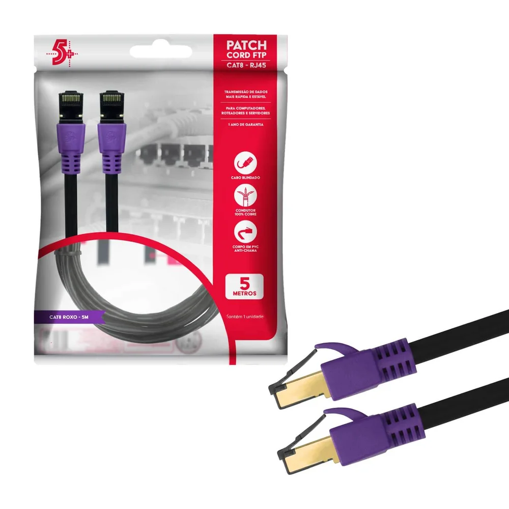 Imagem 3 de 4 do produto Cabo De Rede Blindado Rj45 Cat8 2000mhz 40gbps 5mts