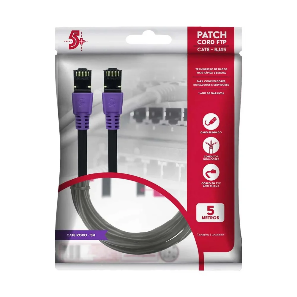 Imagem 4 de 4 do produto Cabo De Rede Blindado Rj45 Cat8 2000mhz 40gbps 5mts