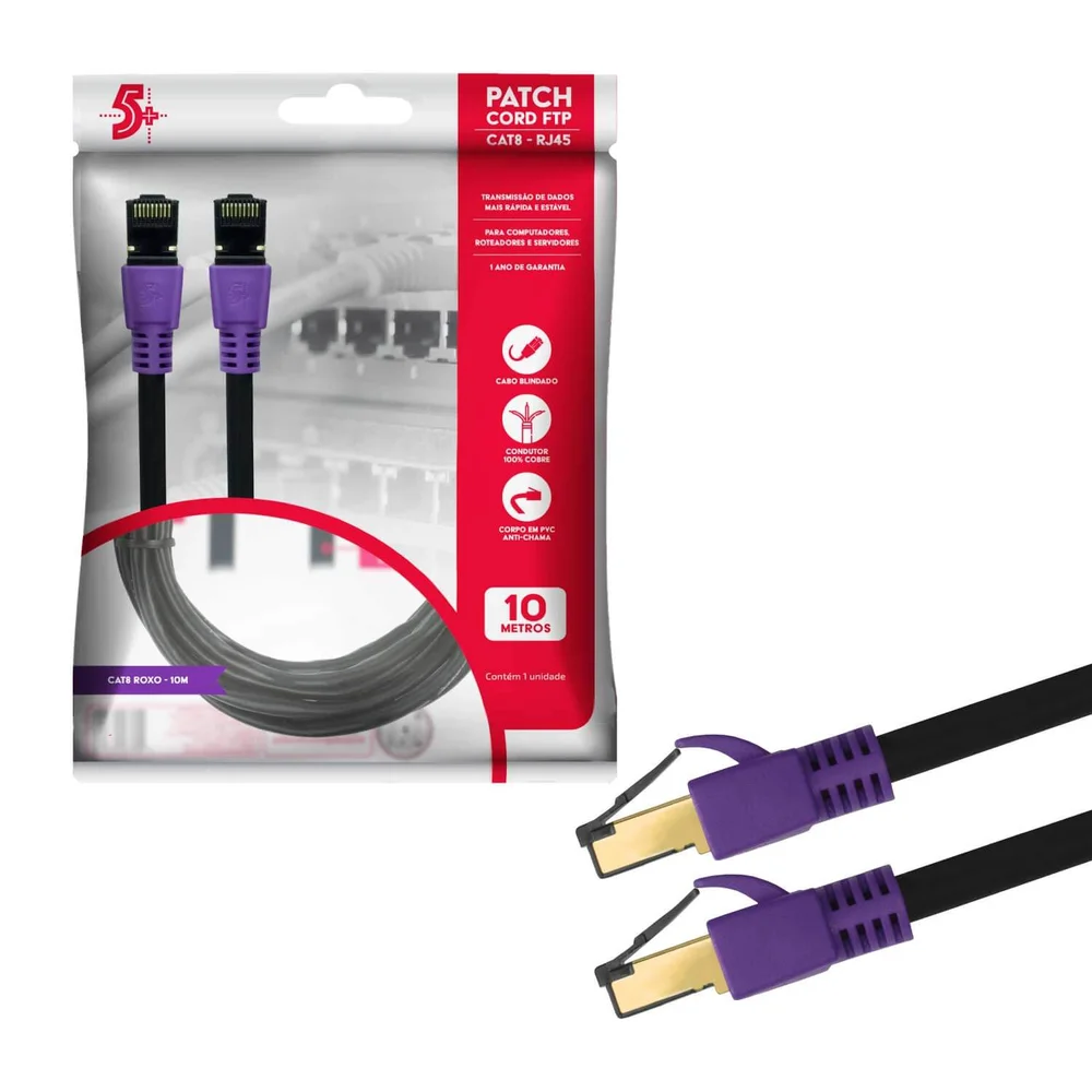 Imagem 3 de 4 do produto Cabo De Rede Blindado Rj45 Cat8 2000mhz 40gbps 10m