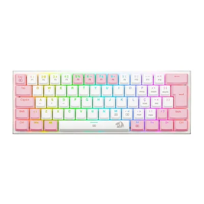 Teclado Gamer Mecânico Redragon Anivia, RGB, Switch Blue, White/pink - K614wp-RGB (pt-blue)