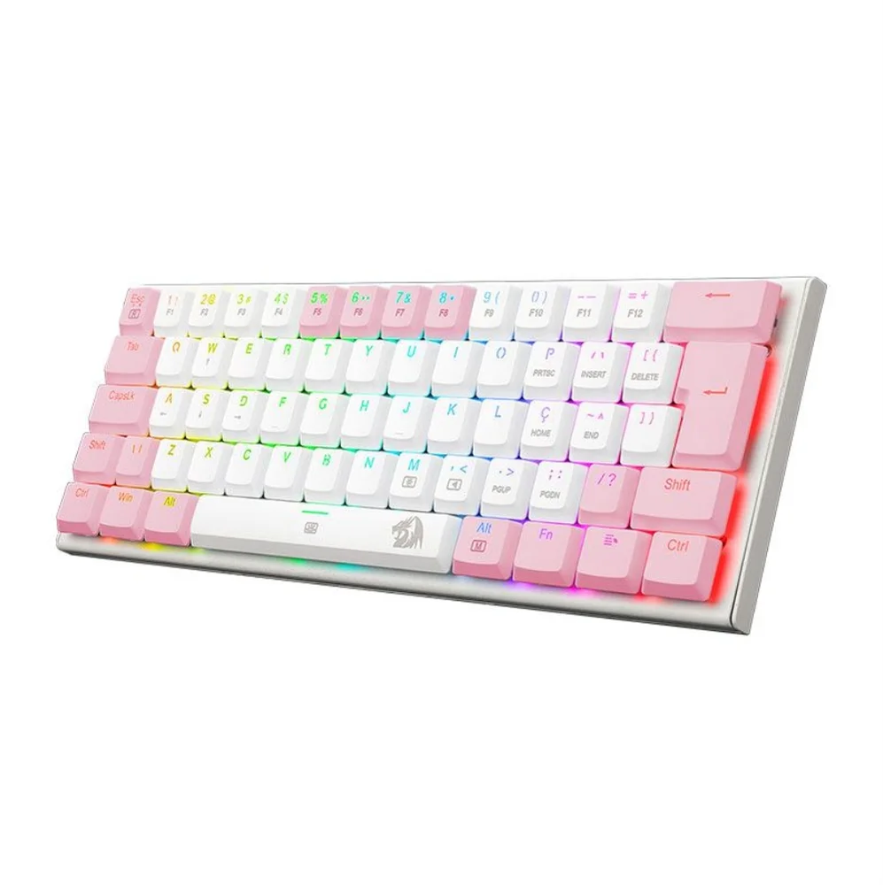 Imagem 3 de 5 do produto Teclado Gamer Mecânico Redragon Anivia, RGB, Switch Blue, White/pink - K614wp-RGB (pt-blue)