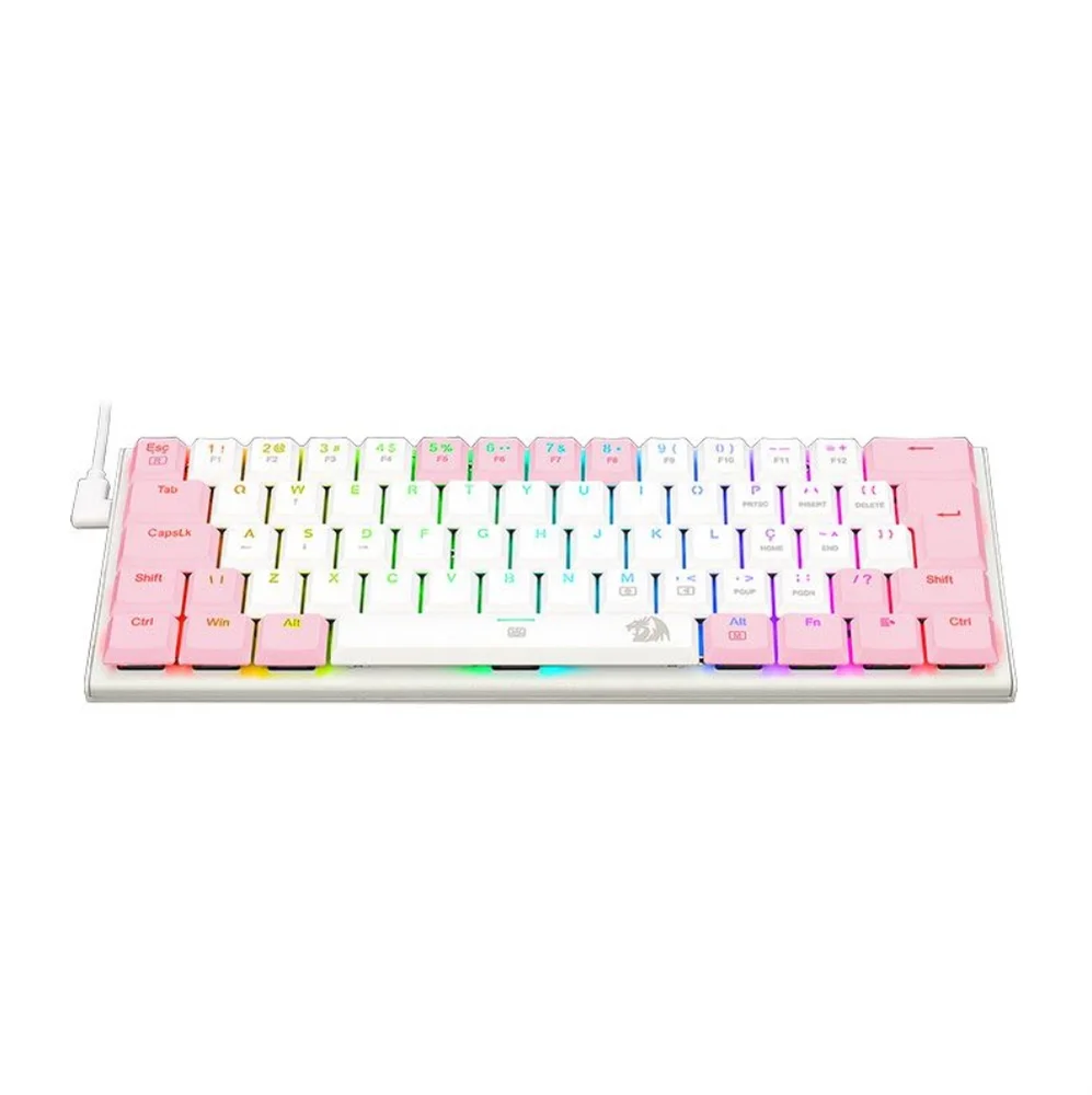 Imagem 4 de 5 do produto Teclado Gamer Mecânico Redragon Anivia, RGB, Switch Blue, White/pink - K614wp-RGB (pt-blue)