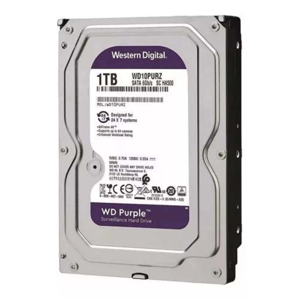 Hd WD 1TB Purple, 5400 Rpm, Sata 3 - Wd10purz