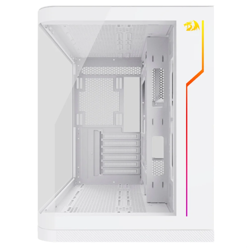Imagem 3 de 5 do produto Gabinete Gamer Redragon Wideload Extreme, Mid Tower, Atx, Lateral/Frontal Em Vidro Temperado, Branco - Ca-605w