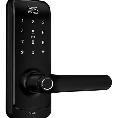 Fechadura Eletrônica Papaiz Sl205,  Com Biometria, Senha Cartão E Chave, Preto