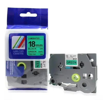 Fita Para Rotulador Brother 18mm Tze741 Preto E Verde