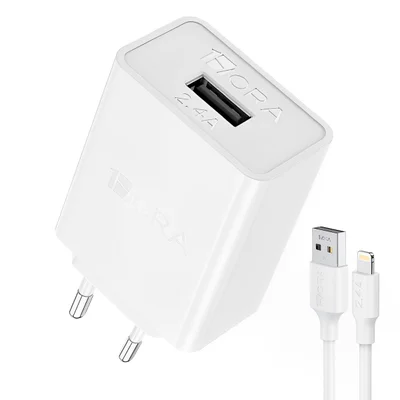 Carregador Parede 1hora 2.4a+cabo Usb A/lightning Branco