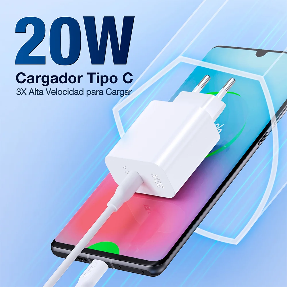 Imagem 4 de 5 do produto Carregador Usb C 1hora Pd20w + Cabo Usb C 1 Metro Branco