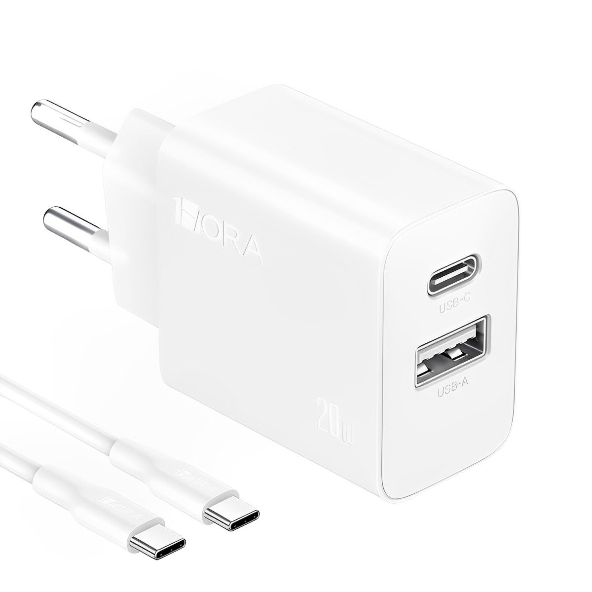 Carregador Parede 1hora Porta Usb A/c + Cabo Tipoc Branco