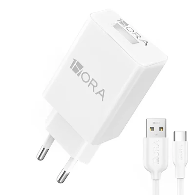 Carregador Usb 1hora Com Cabo Usb Tipo C 2.0a Branco