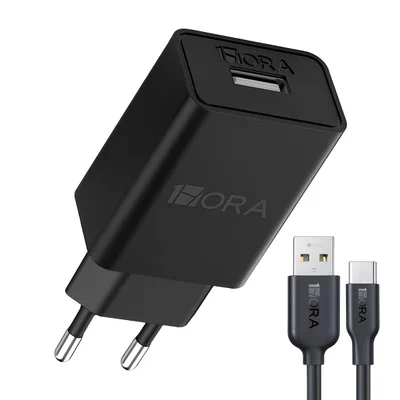 Carregador Usb 1hora Com Cabo Usb Tipo C 2.0a Preto