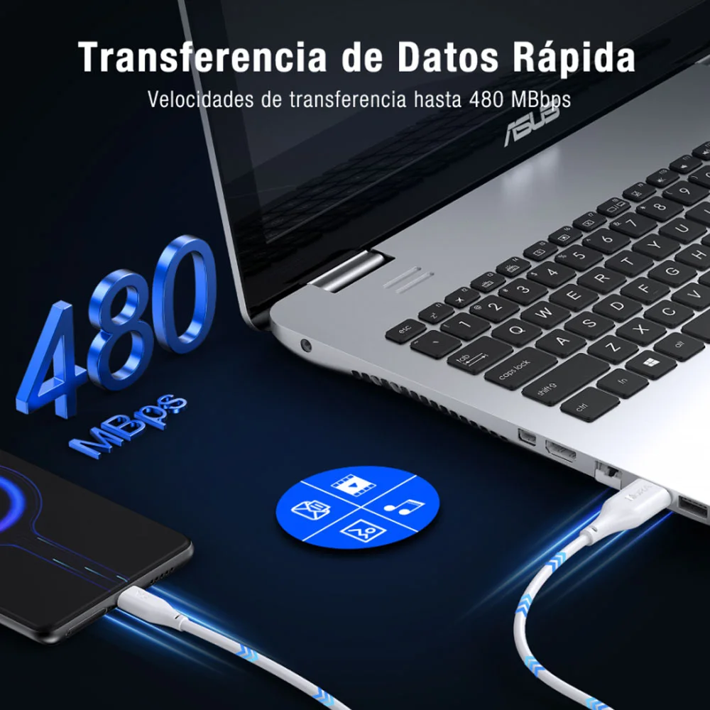 Imagem 2 de 5 do produto Cabo De Dados Usb C 1 Hora 5a Macho 2 Metros Branco
