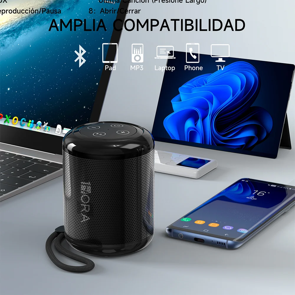 Imagem 4 de 5 do produto Caixinha Som Alto-falante Bluetooth 1hora Portátil Preto