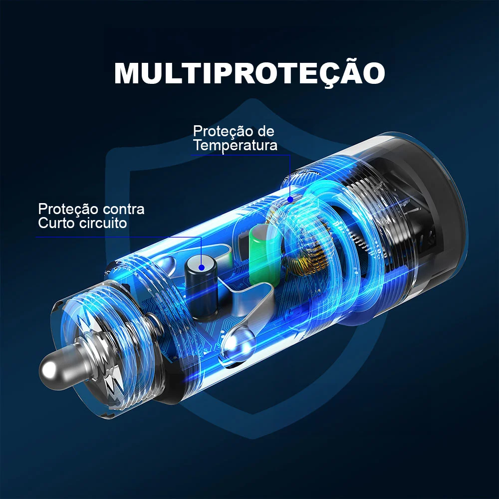 Imagem 2 de 5 do produto Carregador Veicular Carro 1hora 3a+cabo Usb Tipoc Carbon