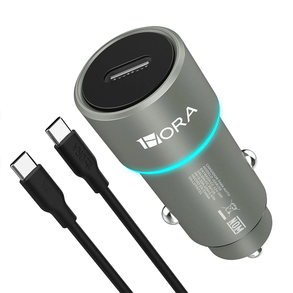 Imagem 4 de 5 do produto Carregador Veicular Carro 1hora 3a+cabo Usb Tipoc Carbon
