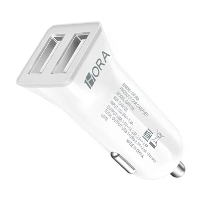 Carregador Veicular Carro 1hora Portas Usb A 2.4a Branco