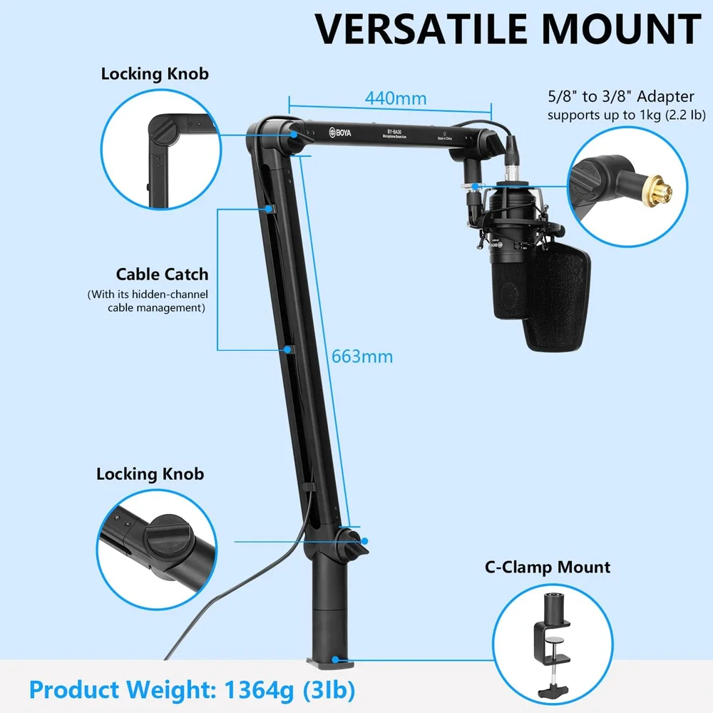 Imagem 2 de 5 do produto Braço Suporte Boom Para Microfone Boya By-ba30 Preto