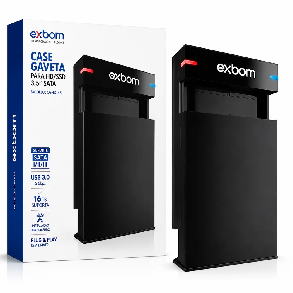 Case Hd Sata 3,5 Externo Usb 3,0 Para Hd De Desk E Note SSD Case Hd Sata 3,5 Externo Usb 3,0 Para Hd De Desk E Note SSD