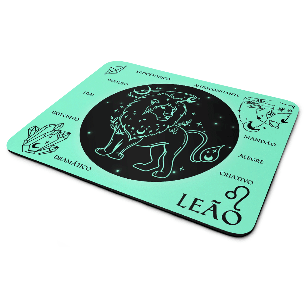 Mouse Pad Signos - Leão - Aqua Green 22x18 Mouse Pad Signos - Leão - Aqua Green 22x18