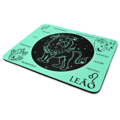 Mouse Pad Signos - Leão - Aqua Green 22x18