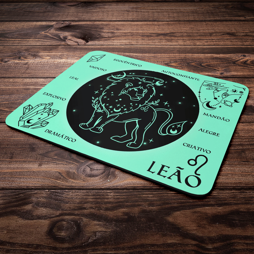 Mouse Pad Signos - Leão - Aqua Green 22x18 Mouse Pad Signos - Leão - Aqua Green 22x18